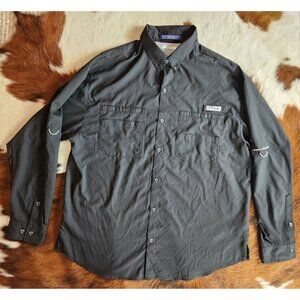 Columbia PFG Shirt Men XL Extra Large Black Tamiami Omni Shade Button Up Vented